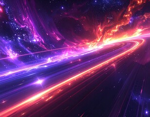 Obraz premium Stunning cosmic scene with swirling nebulae and dynamic light trails