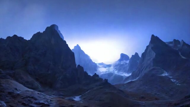 Lightning Striking Mountain Peaks at Night with Cinematic Thunderstorm Lighting 4K