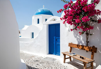 A vibrant, eye-catching Santorini scene designed to drive engagement and inspire travel dreams on social media and blogs.