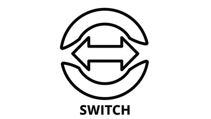 Obraz premium Simple black and white line drawing of an eye with the word switch below it