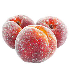 Frozen peaches in snowy setting