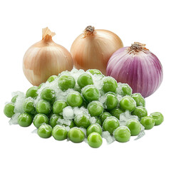 Fresh peas and onions arrangement