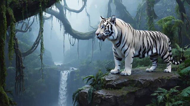 indian white bengal tiger in the jungle video