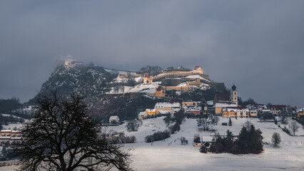 Riegersburg on a cloudy winter day