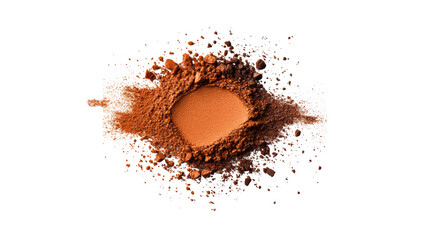 Cocoa Powder Explosion with Crumbs on Transparent Background