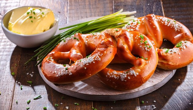 Brezn Mit Butter Und Schnittlauch