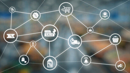 Flash sale icons show ecommerce, flash sale discount, and digital promotion. Flash sale drives...