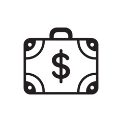 Money Briefcase Icon &ndash; Business Finance, Investment, Banking, Salary, and Wealth Management Symbol.