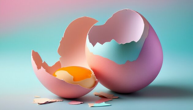 Broken Egg In Pastel Colors