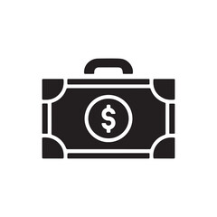 Money Briefcase Icon &ndash; Business Finance, Investment, Banking, Salary, and Wealth Management Symbol.