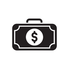 Money Briefcase Icon &ndash; Business Finance, Investment, Banking, Salary, and Wealth Management Symbol.