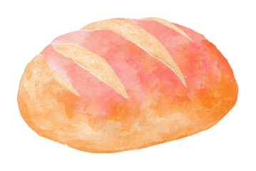 Watercolor Loaf of Bread Illustration, Fresh Baked