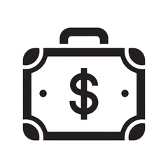 Money Briefcase Icon &ndash; Business Finance, Investment, Banking, Salary, and Wealth Management Symbol.
