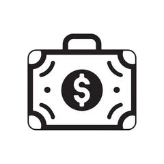 Money Briefcase Icon &ndash; Business Finance, Investment, Banking, Salary, and Wealth Management Symbol.