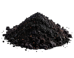 A close-up shot of a small, textured mound of dark, nutrient-rich soil