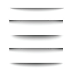 Obraz premium Fading horizontal shadows. Vector graphics for page borders in the form of shadow boxes. Wide, soft stripes to simulate hanging tabs and section breaks in clean web layouts. A collection of page edge 