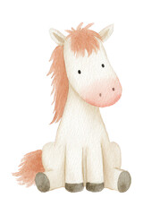 Naklejka premium Watercolor Horse Illustration: Adorable Foal