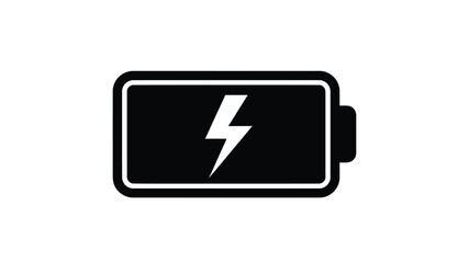 A fully charged battery icon with a lightning bolt black silhouette