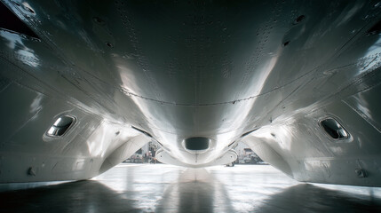 The inside of a large airplane hangar
