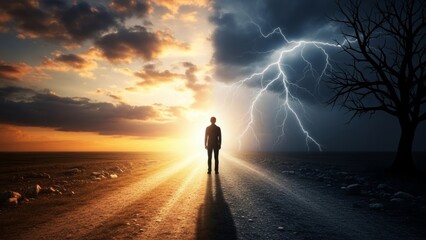 Choice and decision concept showing contrast between risk and opportunity