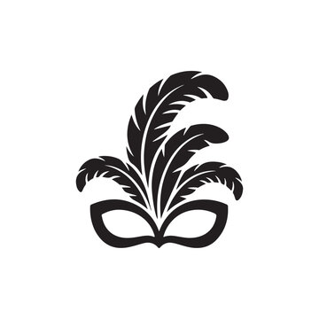 vector silhouette icon of carnival feather headpiece