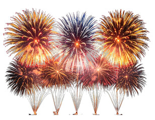 Colorful fireworks display. Explosions of various colors in the night sky. Celebration, holiday