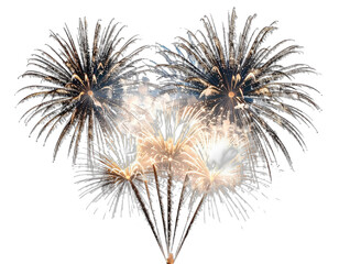 Heart-shaped fireworks display with trails against a dark background, depicting festive illumination