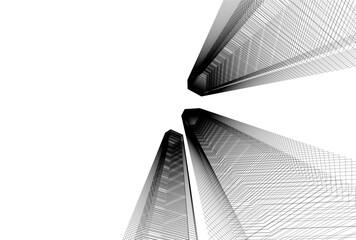 Abstract architecture 3D rendering