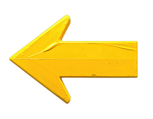A stylized golden arrow pointing left, with a textured painted appearance, set against black