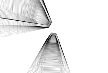 Abstract architecture 3D rendering