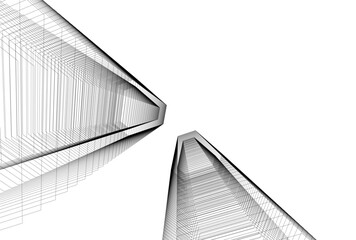 Abstract architecture 3D rendering