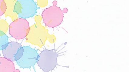 Fototapeta premium A colorful abstract art piece featuring pastel paint splatters on white background