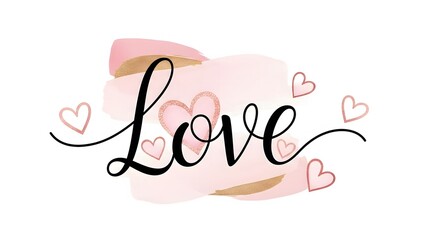 A beautiful illustration of the word Love surrounded by hearts