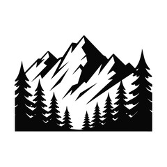 Obraz premium Minimalist black and white mountain forest vector illustration