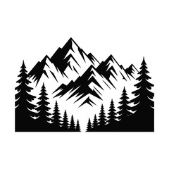 Obraz premium Minimalist black and white mountain forest vector illustration