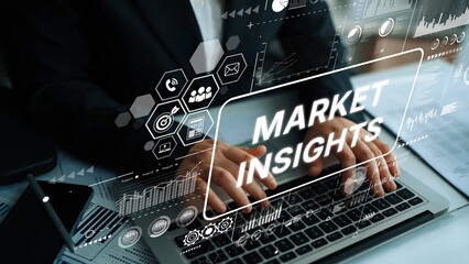 Professional Analyzing Market Insights with Data Visualizations and Advanced Technology in Modern...