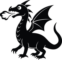 Fototapeta premium Friendly fantasy dragon blowing fire for kids storybook tshirt and gaming artwork Vector illustration