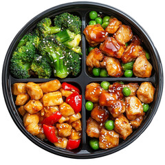 Healthy meal bento box isolated on transparent background
