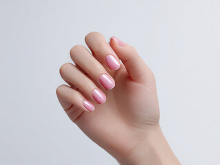 Close up of female hand  with nails painted with nail polish. Manucure