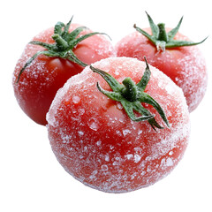 Three tomatoes isolated on transparent background
