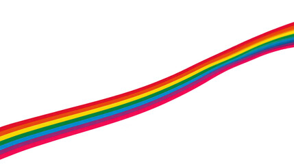 Curved rainbow stripe, colorful spectrum, isolated on transparent background, symbolizing diversity, pride, and positivity, perfect for creative design or celebration themes