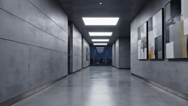 Footage of Sequential Hallway Lights