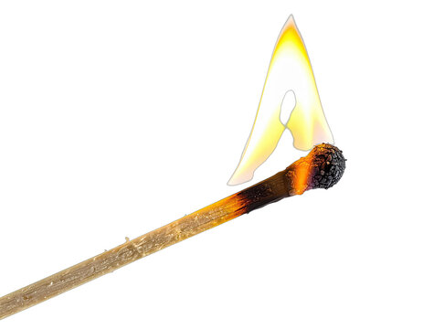 Close-up of a lit match burning brightly against a black background