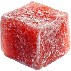 Red gummy cube isolated on transparent background