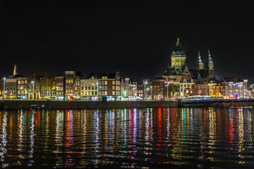 night view of amsterdam