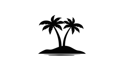 Tropical island palm tree silhouette beach nature summer vacation exotic create peaceful tropical island scene with two palm trees sandy ground and calm water reflection