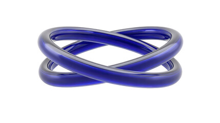 Naklejka premium Blue glass torus sculpture, modern abstract art, glossy intertwined rings, minimal design, isolated on transparency background, elegant and futuristic, creative home decor piece