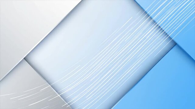 Modern Abstract Geometric Background Design with Overlapping Blue and White Shapes and Subtle Diagonal Patterns