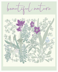  Poster wildflowers in vintage style
