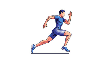 Athletic Man Running Sprinting Fast Vector Illustration - Determined Male Athlete in Motion for Sports and Fitness Concepts, Isolated on transparent background.